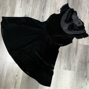 Dolls Kill Black Velvet Ruffle Dress